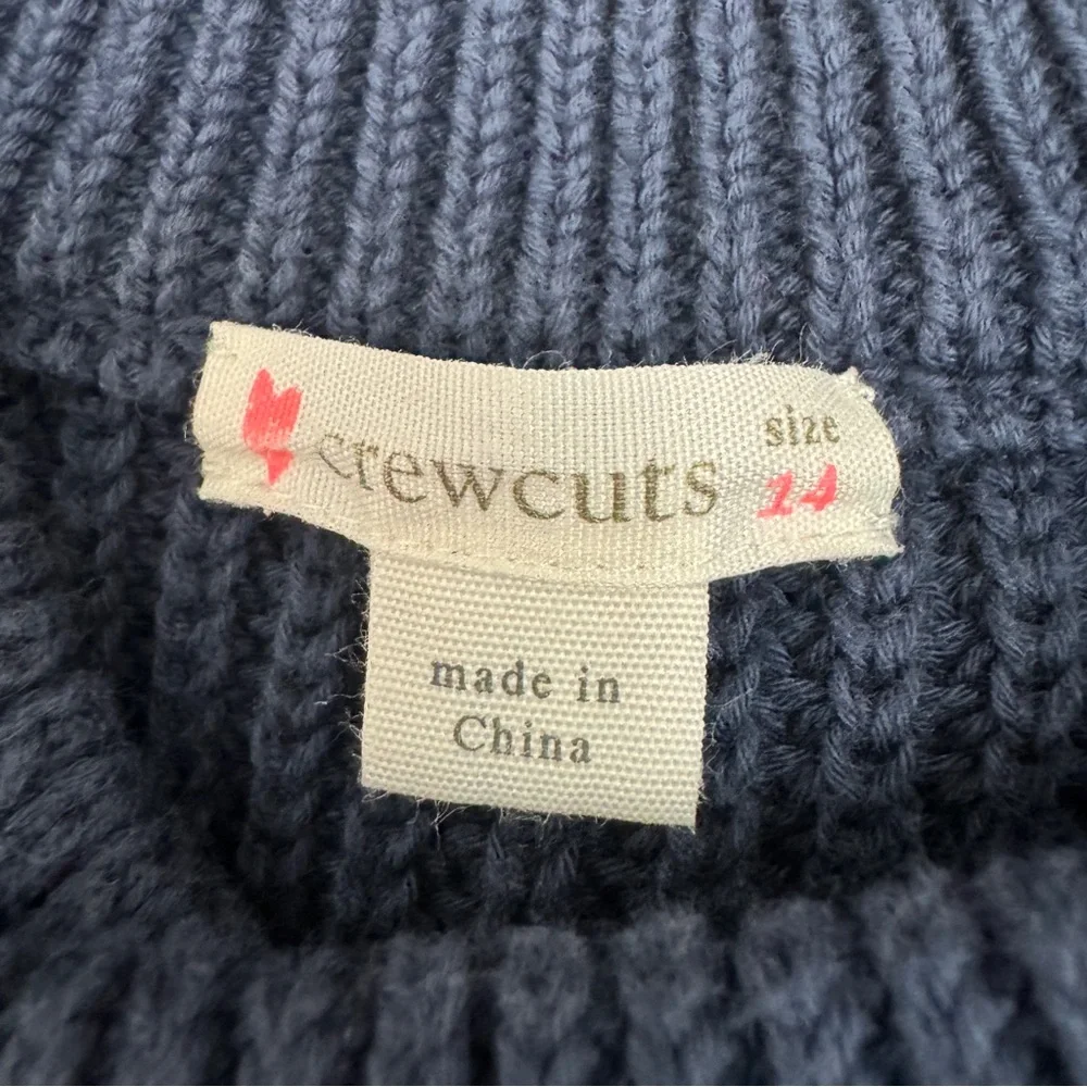 Crewcuts Navy Blue Knit Dress with Purple Flower Patch size 10 & 14